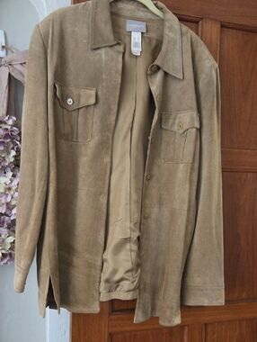 Liz Claiborne Womens Suede Shirt Jacket in Green